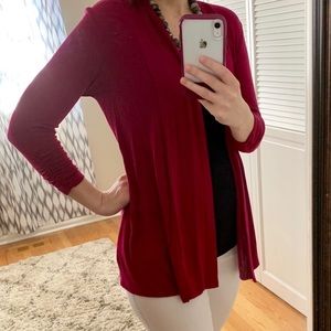 Mod Lusive 3/4 sleeve burgundy cardigan